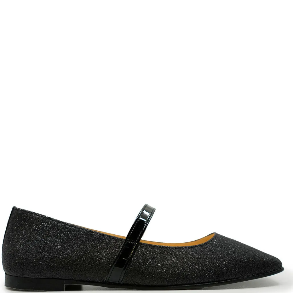 Andanines Black Sparkle Square Toe Mary Jane Fashion