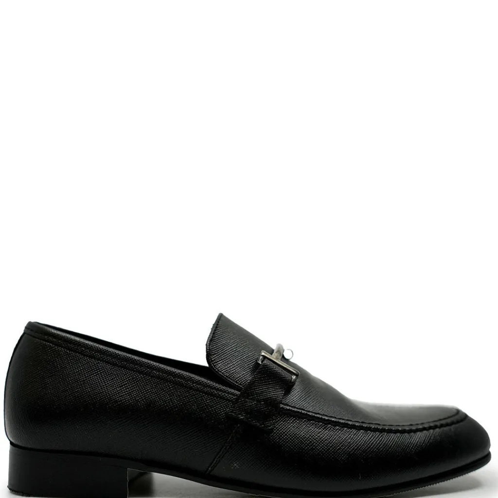 Andanines Black Textured Buckle Dress Shoe Hot