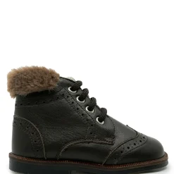 Andanines Brown Fur Trim Baby Bootie Fashion