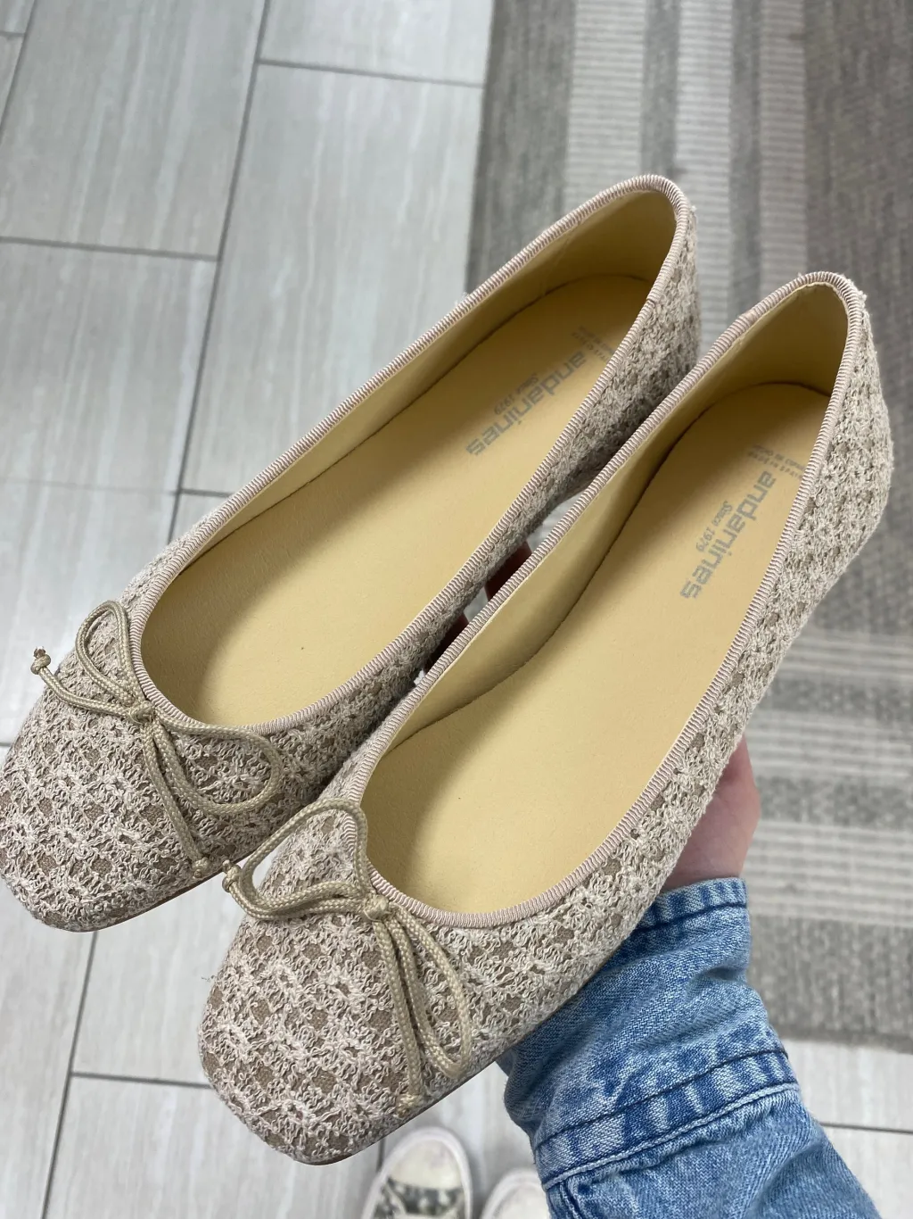 Andanines Sand Weave Square toe Ballet Flat Online