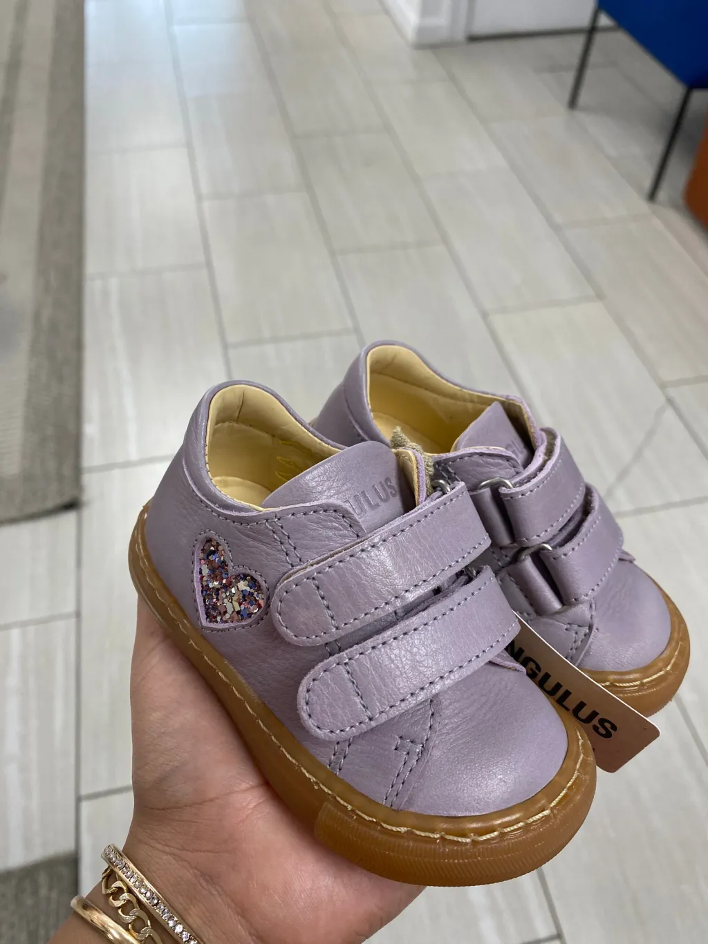 Angulus Lilac Heart Velcro Baby Sneaker Online