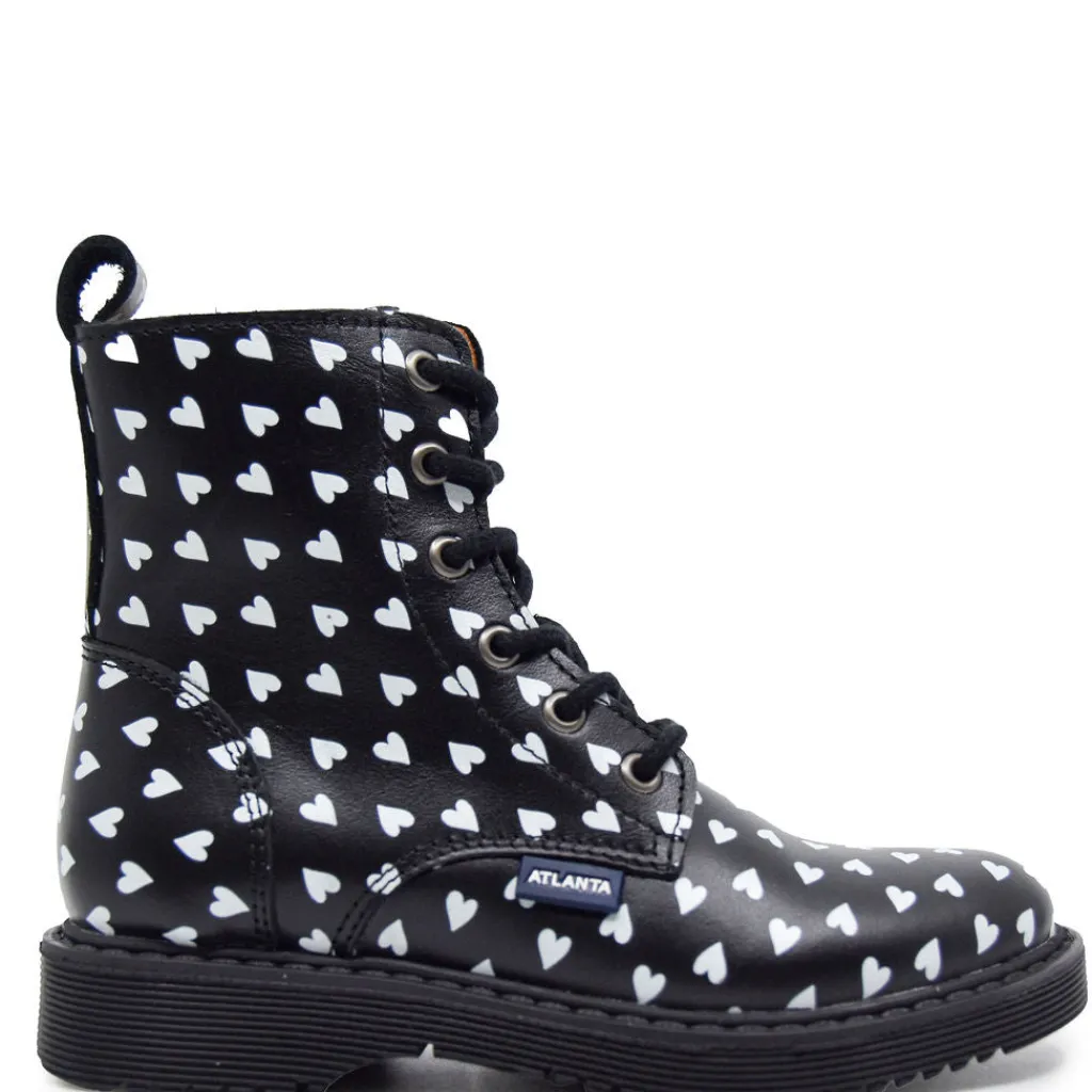 Atlanta Mocassin Black and White Heart Boot Clearance