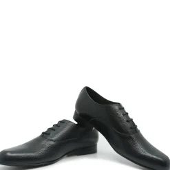 Atlanta Mocassin Black Pebbled Lace Up Shoe Fashion