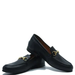 Atlanta Mocassin Black Pebbled Buckle Dress Shoe Online