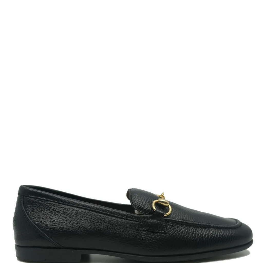 Atlanta Mocassin Black Pebbled Buckle Yacht Loafer Outlet