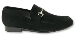 Atlanta Mocassin Black Suede Buckle Dress Shoe Discount
