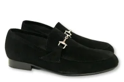 Atlanta Mocassin Black Suede Buckle Dress Shoe Discount