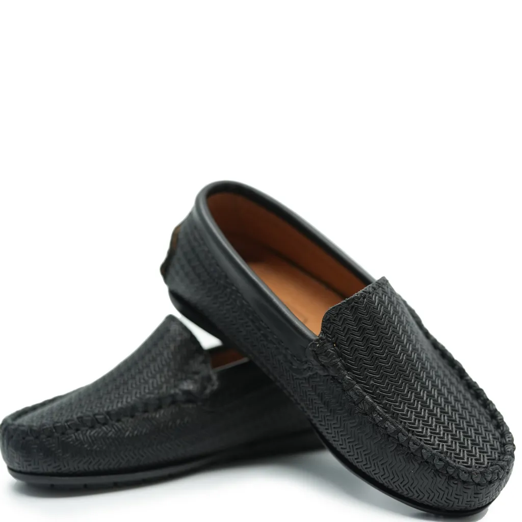 Atlanta Mocassin Black Weave Loafer Hot