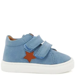 Atlanta Mocassin Blue Nubuck Star Velcro Baby Sneaker Sale