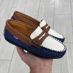 Atlanta Mocassin Blue White Brown Penny Loafer Online