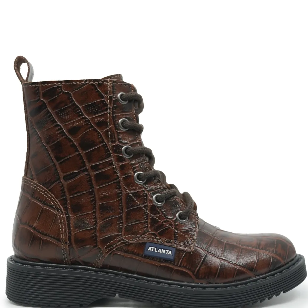 Atlanta Mocassin Brown Croc Boot Clearance