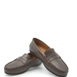 Atlanta Mocassin Brown Croc Penny Loafer New