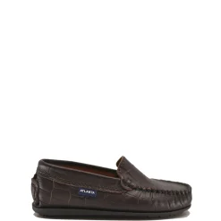 Atlanta Mocassin Dark Brown Croc Loafer Clearance