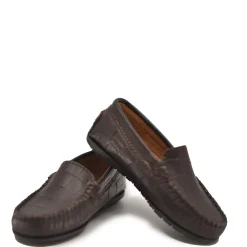 Atlanta Mocassin Dark Brown Croc Loafer Clearance