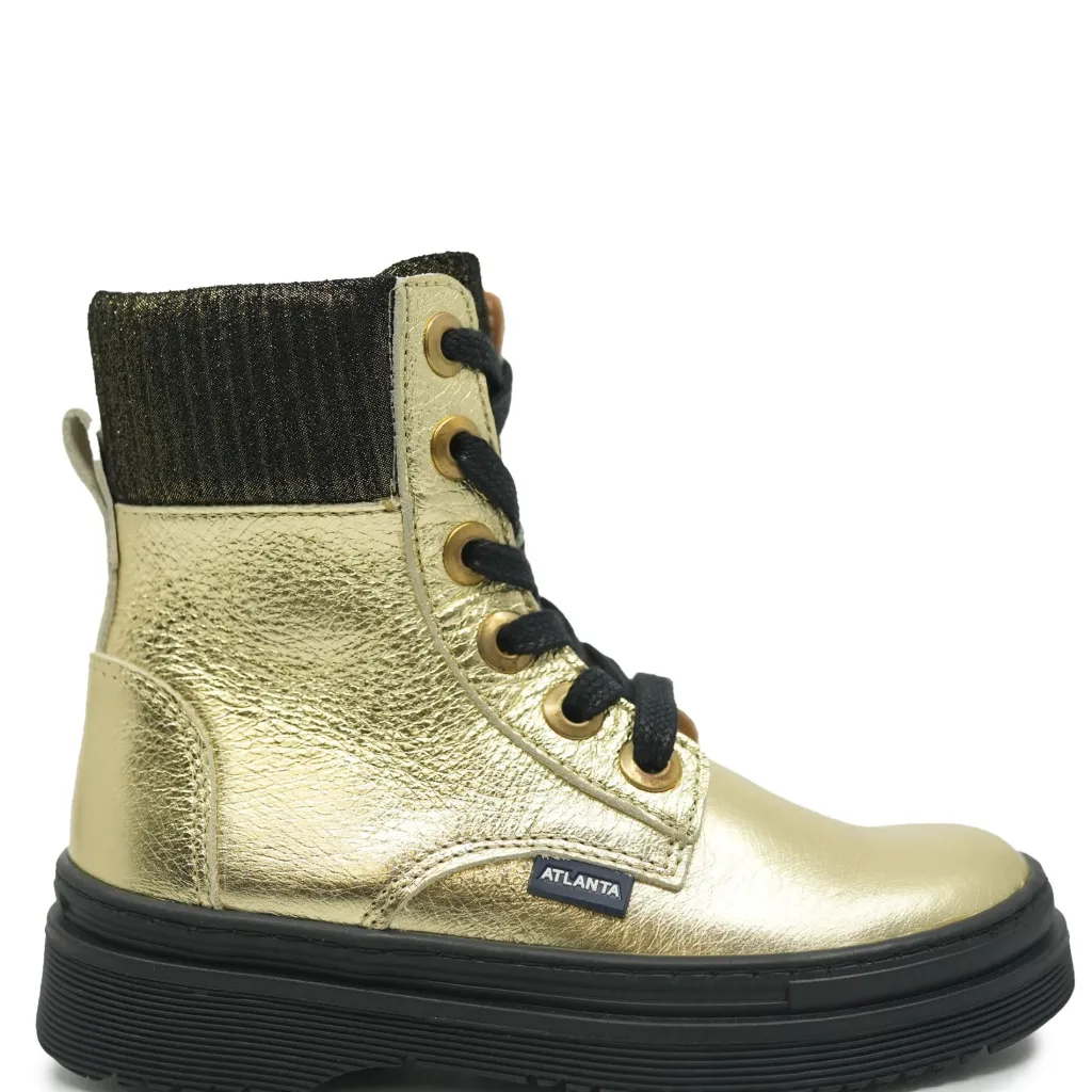 Atlanta Mocassin Gold Metallic Cuff Boot Sale