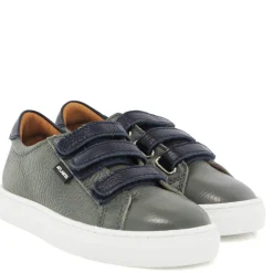 Atlanta Mocassin Gray and Navy Pebbled Velcro Sneaker Clearance