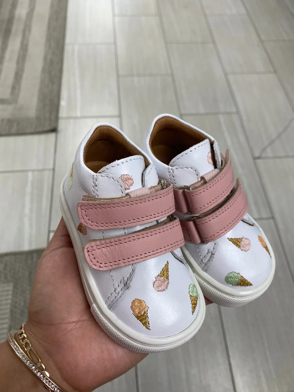 Atlanta Mocassin Ice Cream Printed Velcro Baby Sneaker Clearance