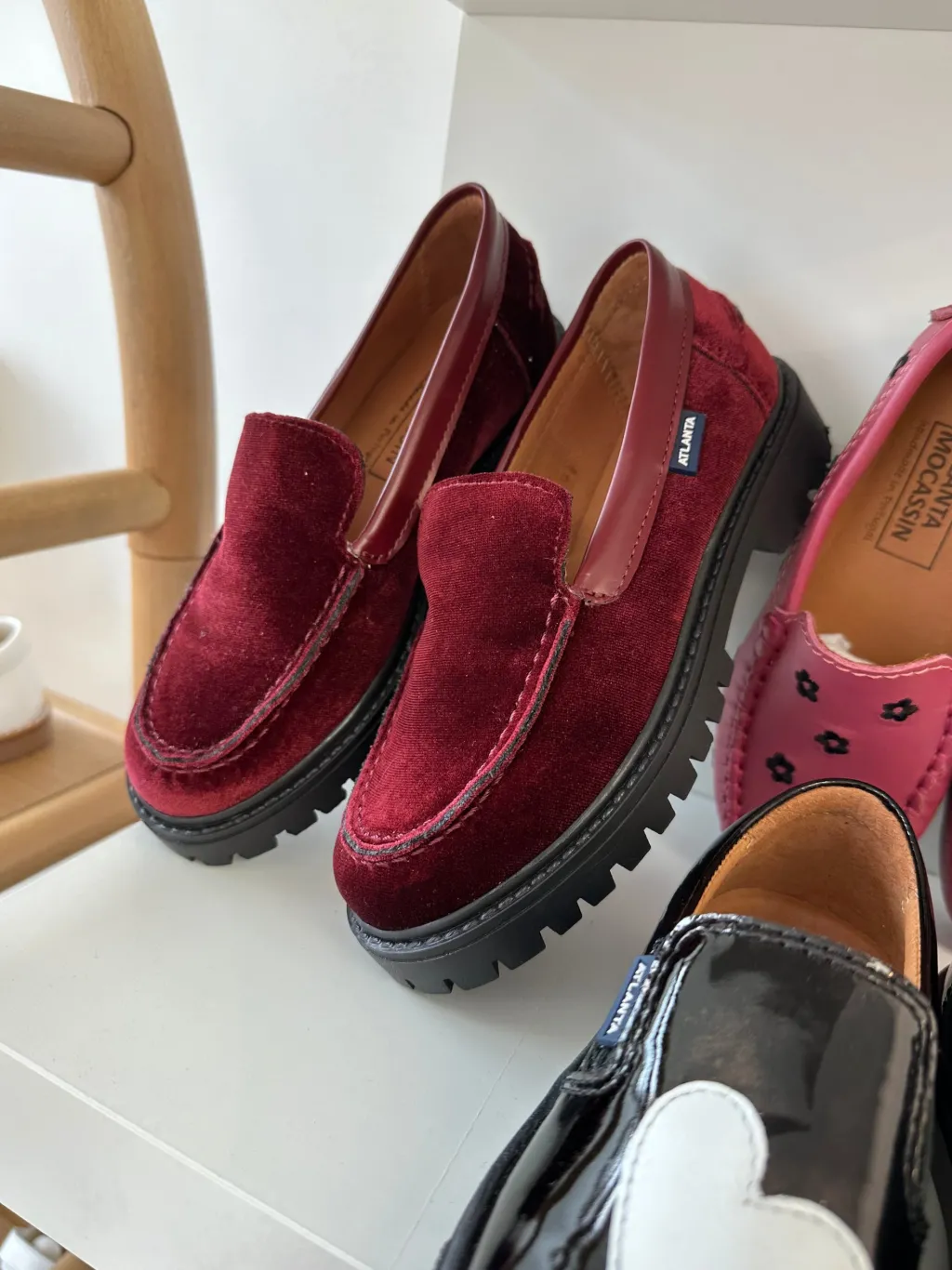 Atlanta Mocassin Maroon Velvet Chunky Loafer Online
