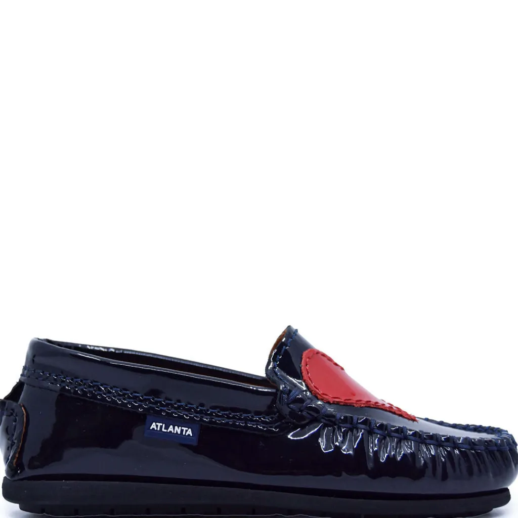 Atlanta Mocassin Navy and Red Patent Heart Loafer Sale