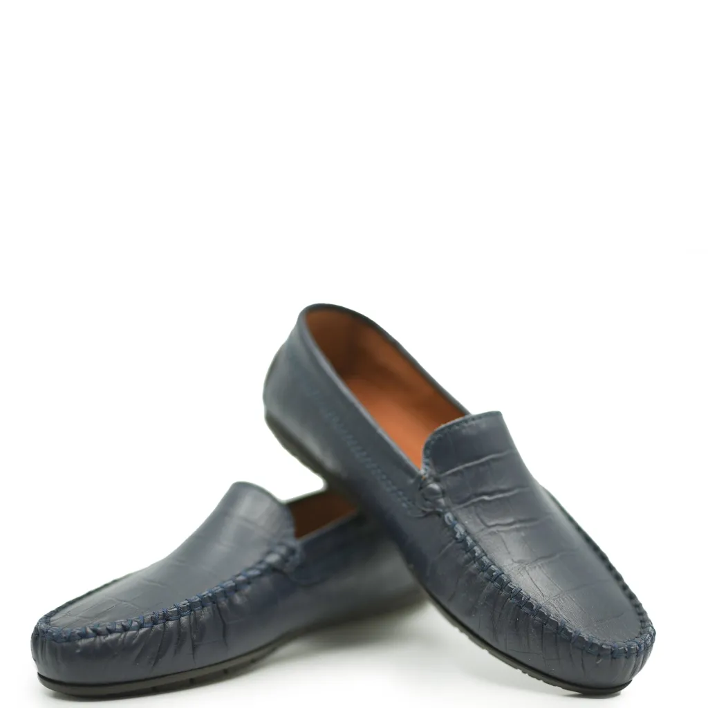 Atlanta Mocassin Navy Croc Loafer Online