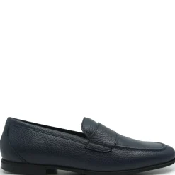 Atlanta Mocassin Navy Pebbled Penny Dress Shoe Online