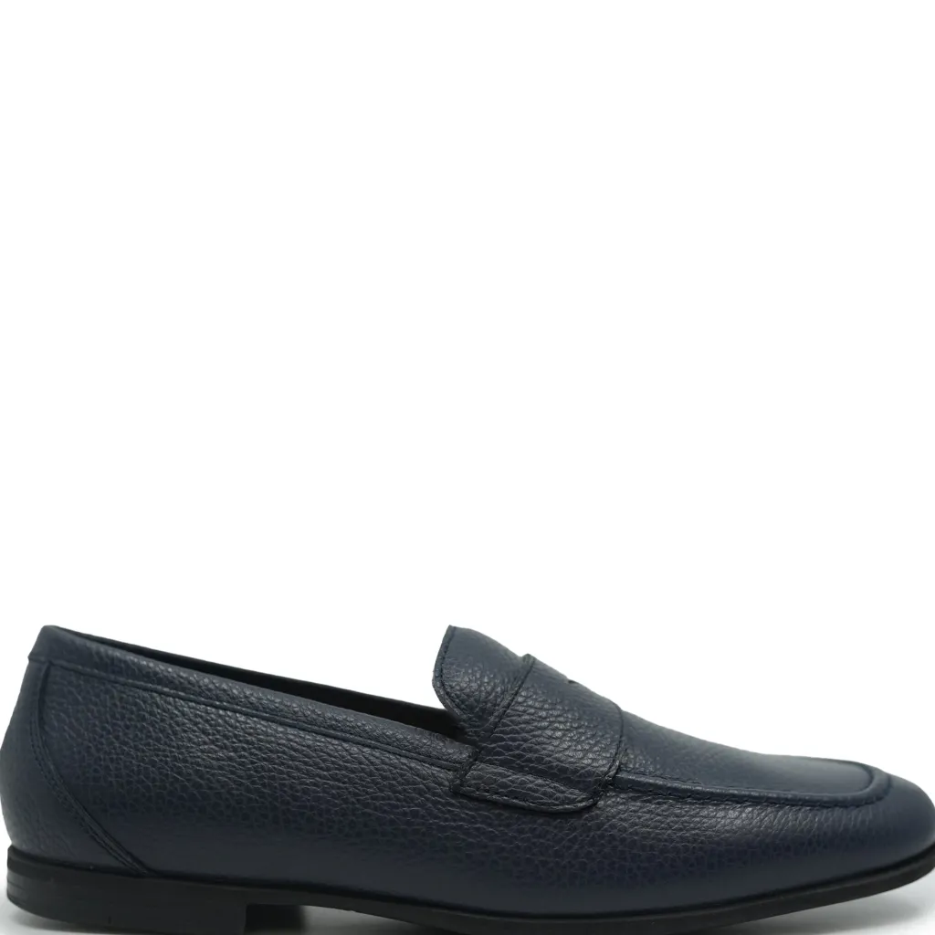 Atlanta Mocassin Navy Pebbled Penny Dress Shoe Online