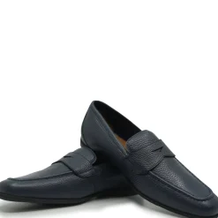 Atlanta Mocassin Navy Pebbled Penny Dress Shoe Online