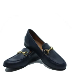 Atlanta Mocassin Navy Pebbled Buckle Dress Shoe New