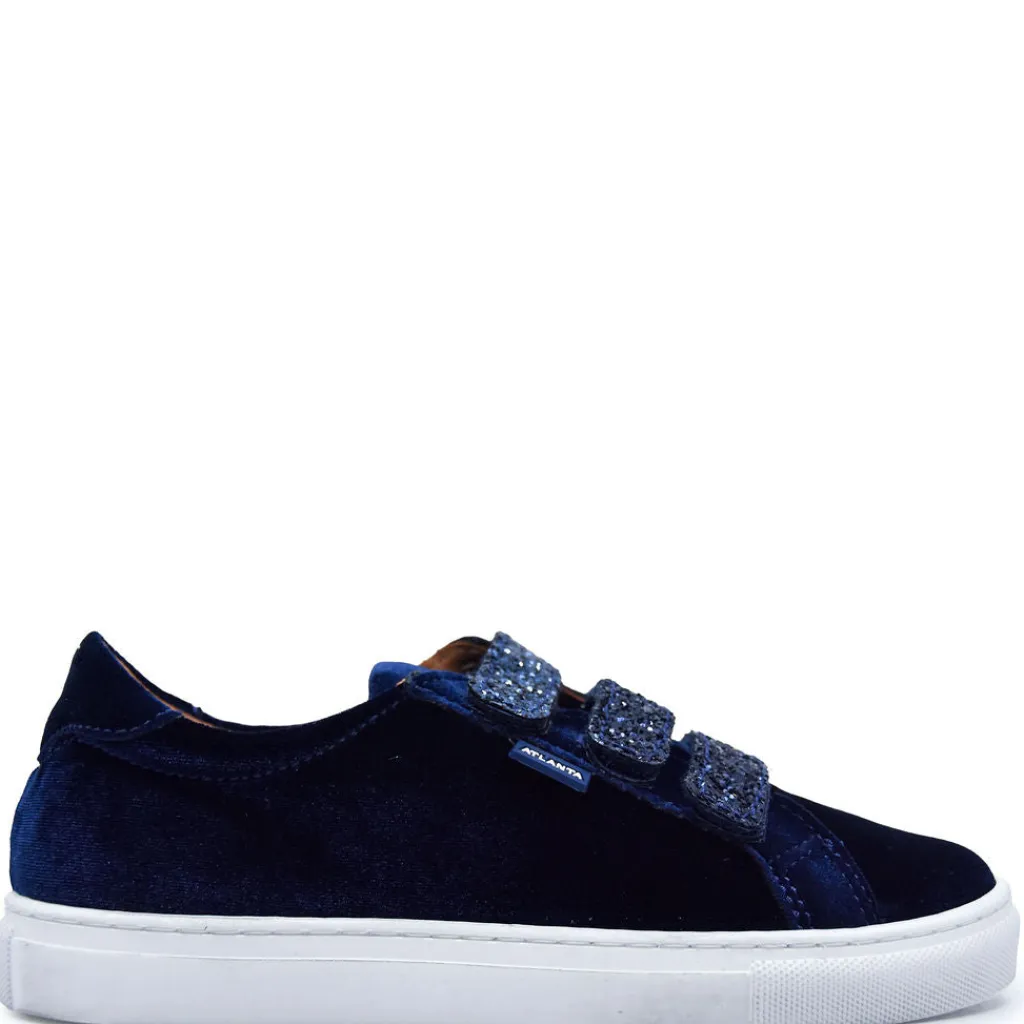 Atlanta Mocassin Navy Velvet Velcro Sneaker Sale