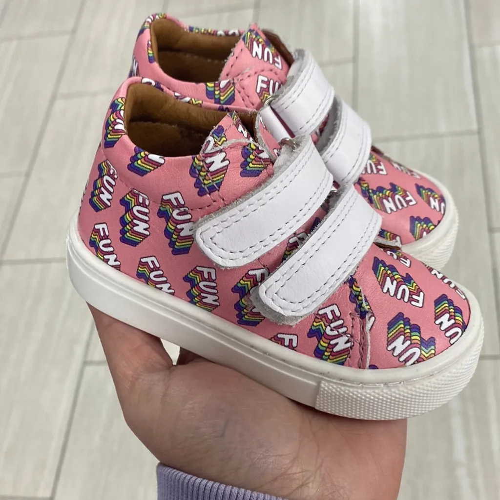 Atlanta Mocassin Pink Fun Print Baby Sneaker Hot