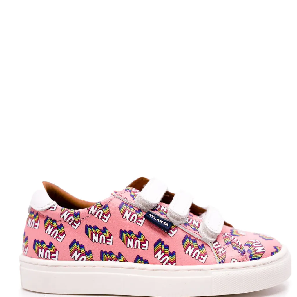 Atlanta Mocassin Pink Fun Print Velcro Sneaker Online