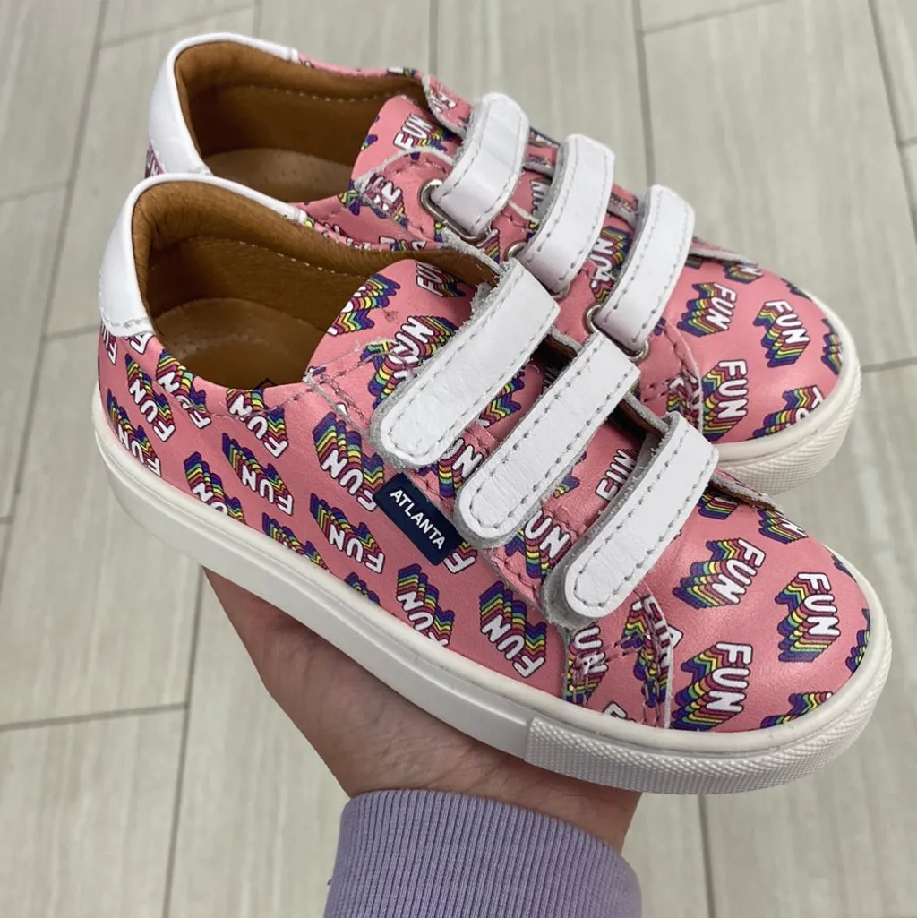 Atlanta Mocassin Pink Fun Print Velcro Sneaker Online