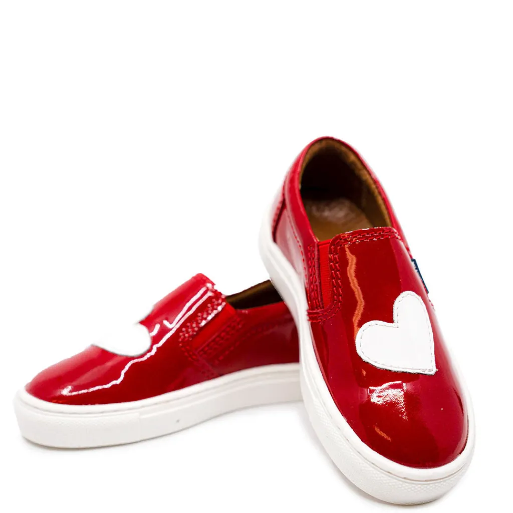 Atlanta Mocassin Red and White Heart Patent Sneaker Online