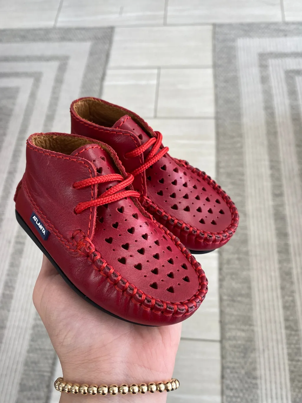 Atlanta Mocassin Red Heart Baby Bootie Discount