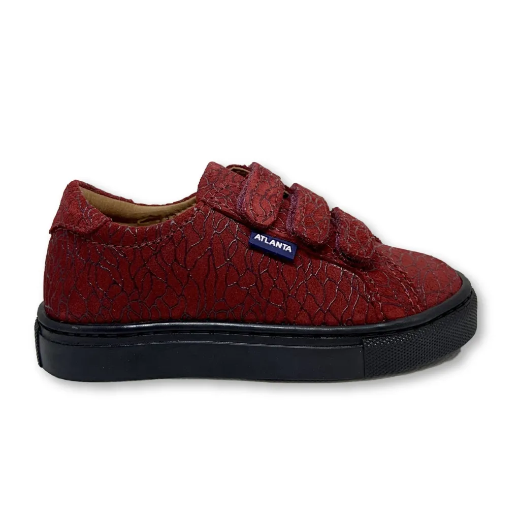 Atlanta Mocassin Red Textured Velcro Sneaker Clearance
