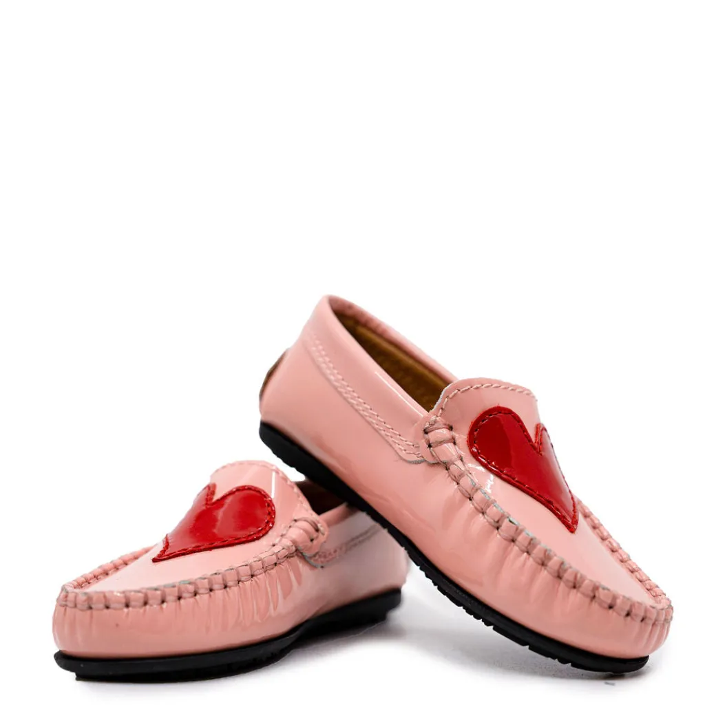 Atlanta Mocassin Salmon Patent Heart Loafer Fashion