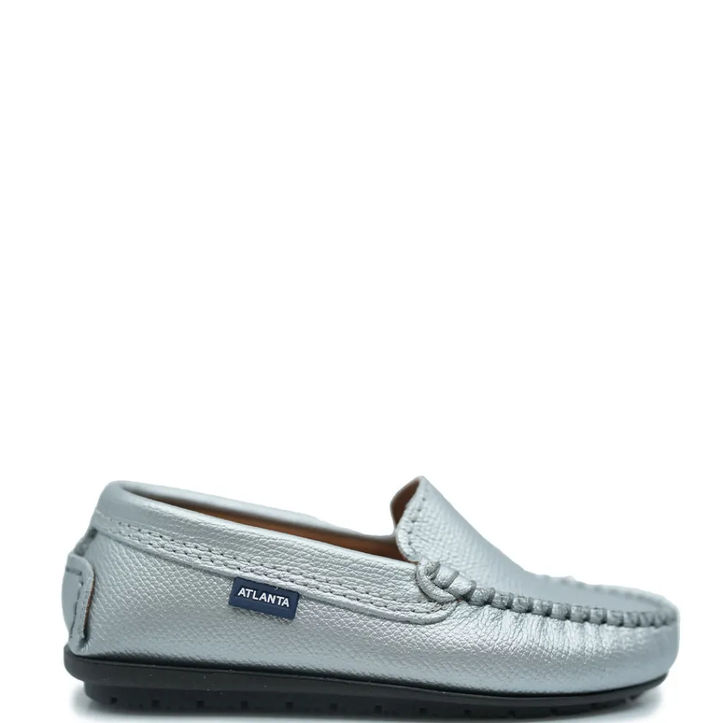 Atlanta Mocassin Silver Pebbled Loafer Discount