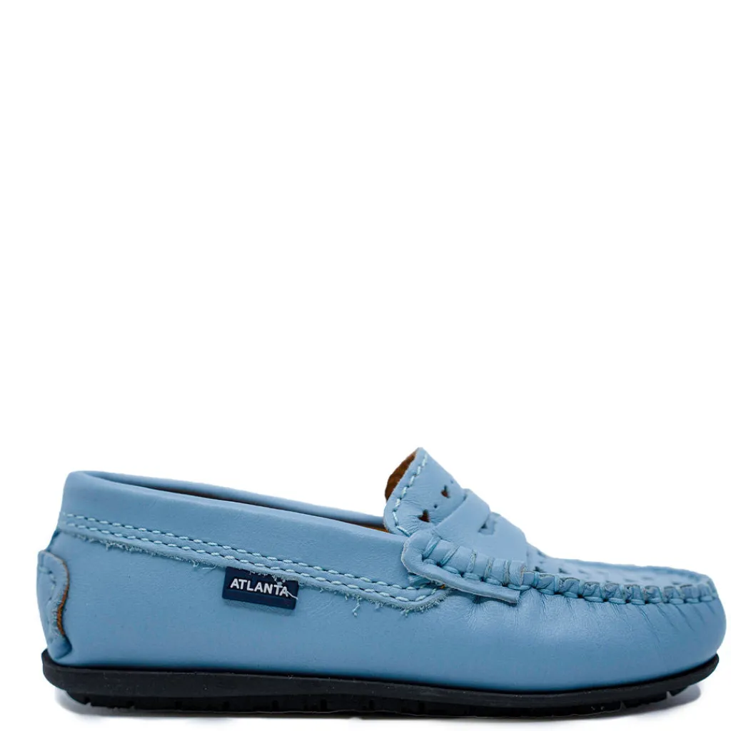 Atlanta Mocassin Sky Blue Heart Cutout Penny Loafer Sale