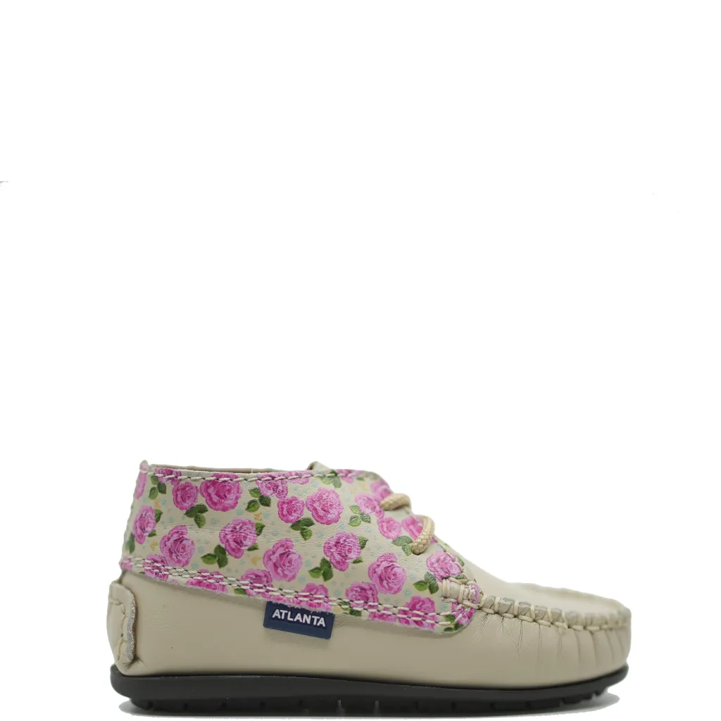Atlanta Mocassin Taupe Roses Baby Bootie Best
