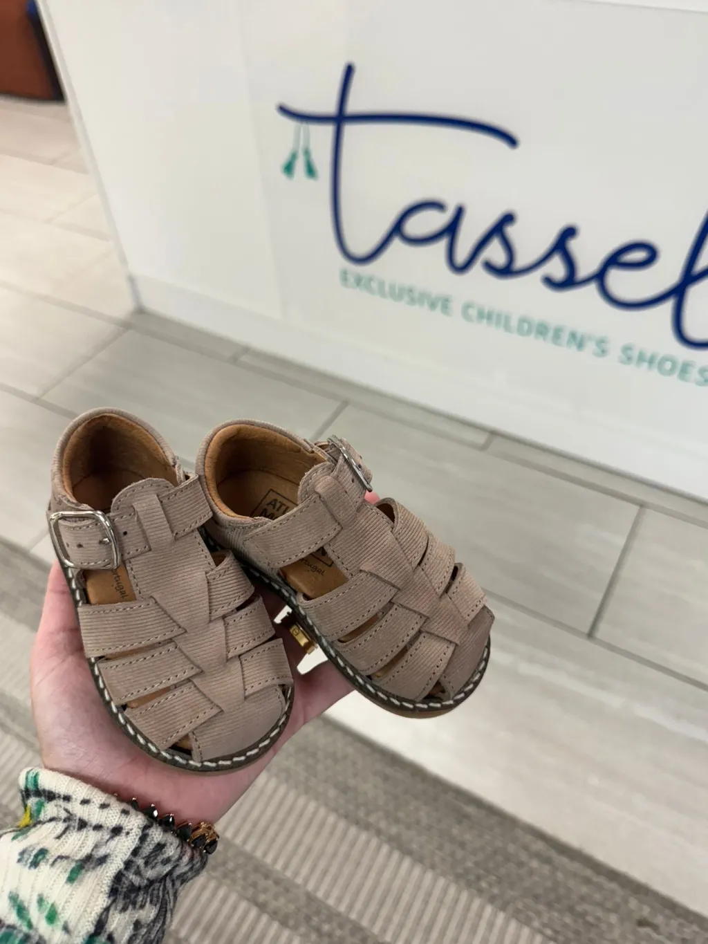 Atlanta Mocassin Taupe Textured Fisherman Baby Sandal Best
