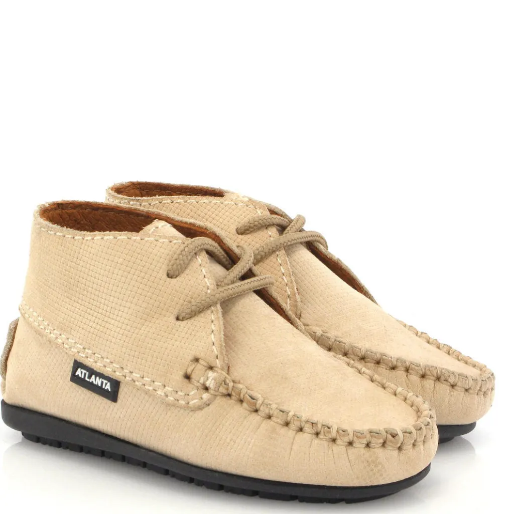 Atlanta Mocassin Taupe Textured Baby Bootie Online