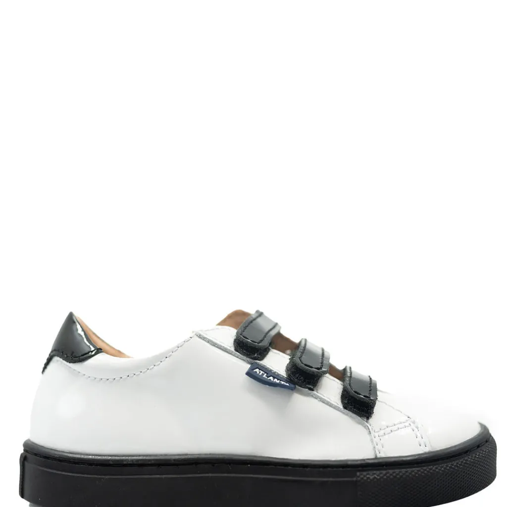 Atlanta Mocassin White and Black Patent Sneaker New