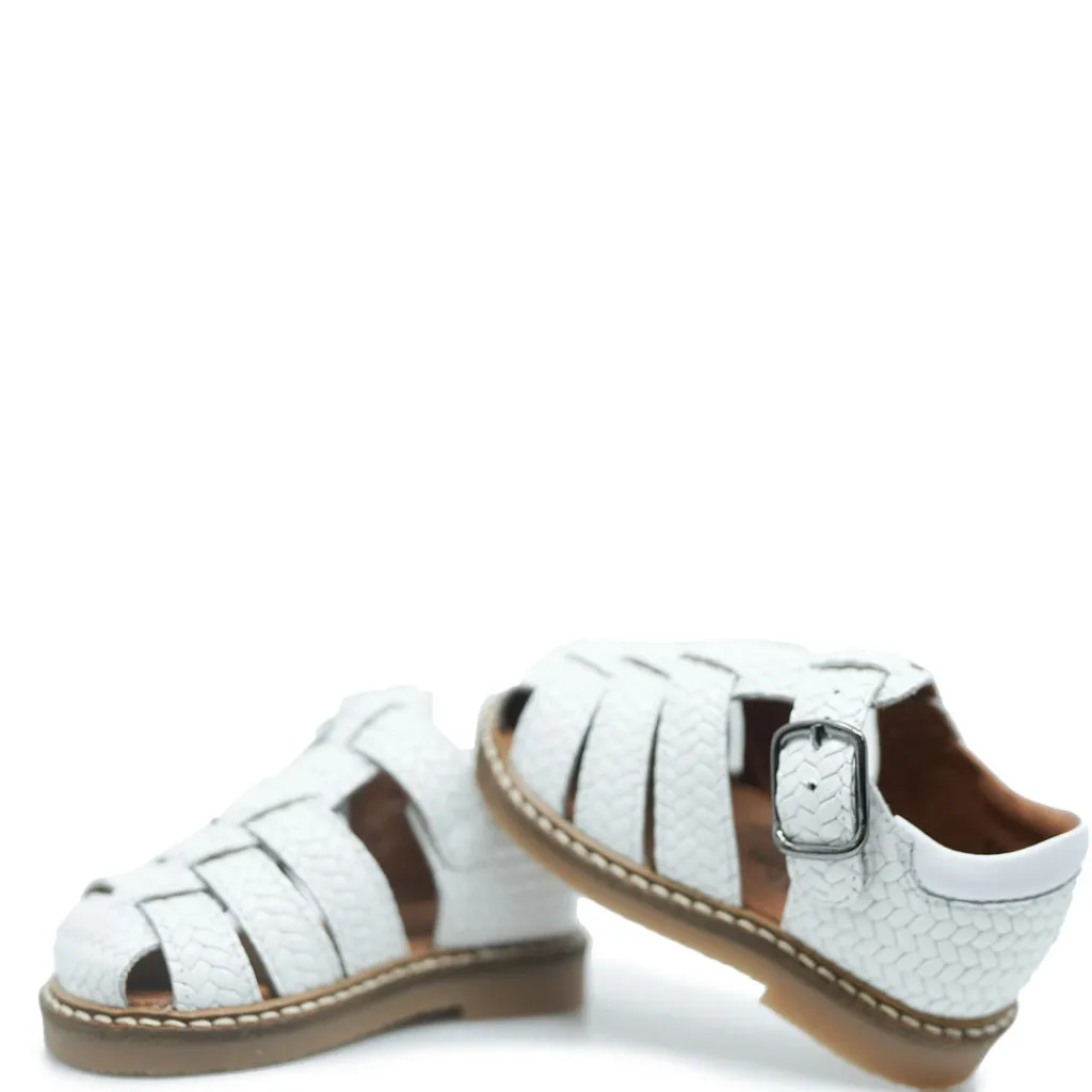 Atlanta Mocassin White Braided Gladiator Baby Sandal Outlet