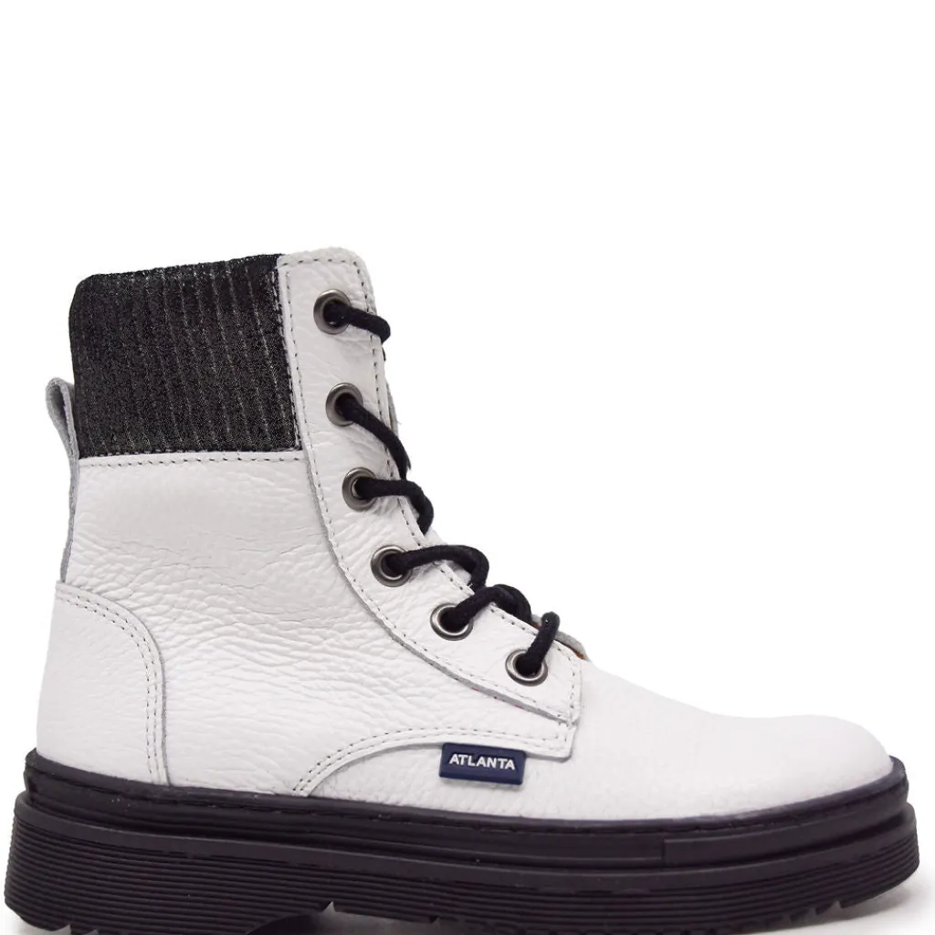 Atlanta Mocassin White Pebbled Boot New