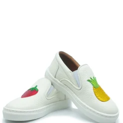 Atlanta Mocassin White Pebbled Fruit Slip On Sneaker Best