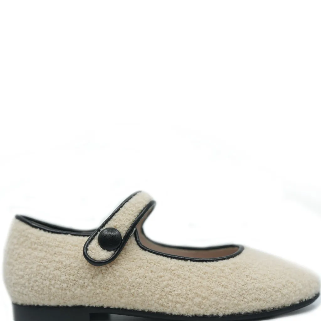 Beberlis Beige Boucle Pointed Mary Jane Outlet