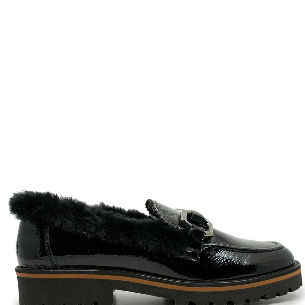 Beberlis Black Patent Fur Chunky Loafer Online