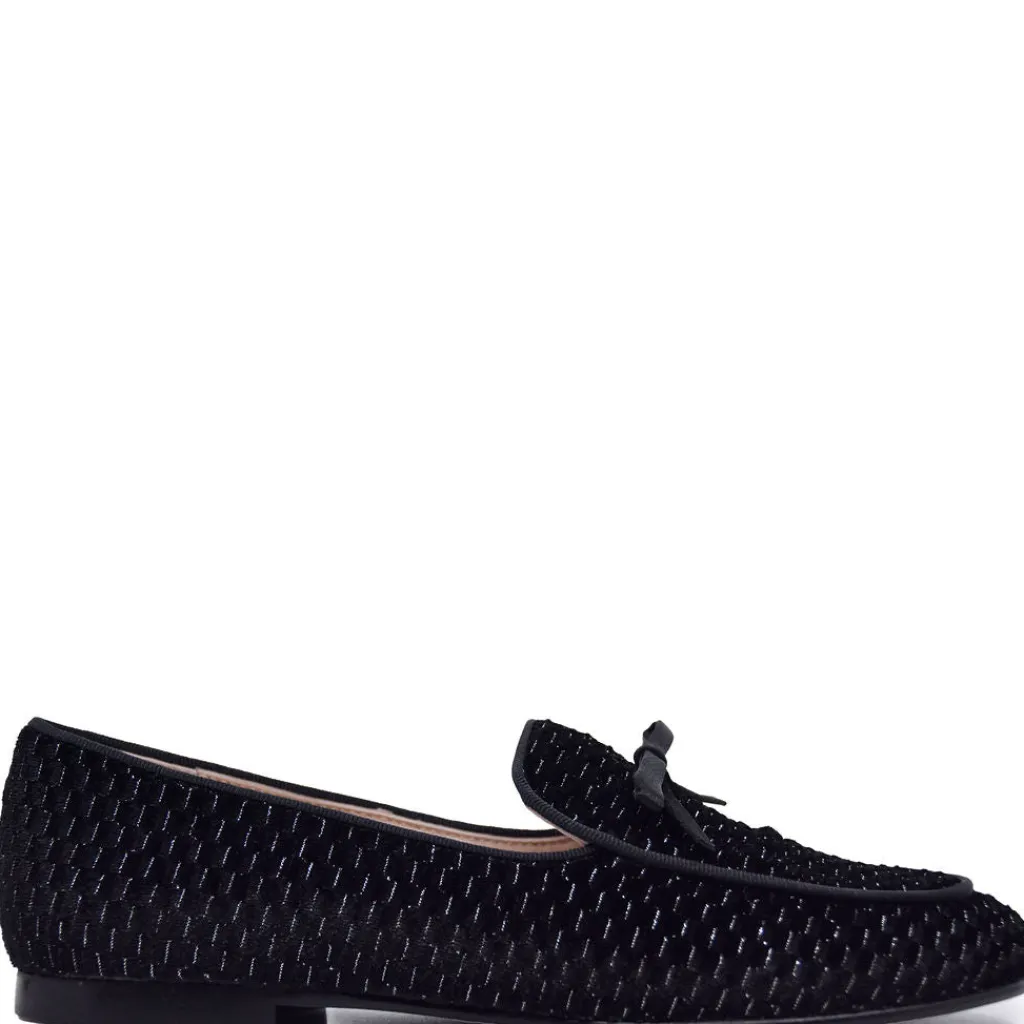 Beberlis Black Velvet Bow Loafer Discount