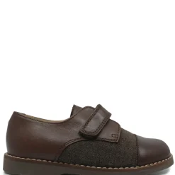 Beberlis Brown Leather and Linen Velcro Shoe New