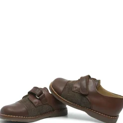 Beberlis Brown Leather and Linen Velcro Shoe New